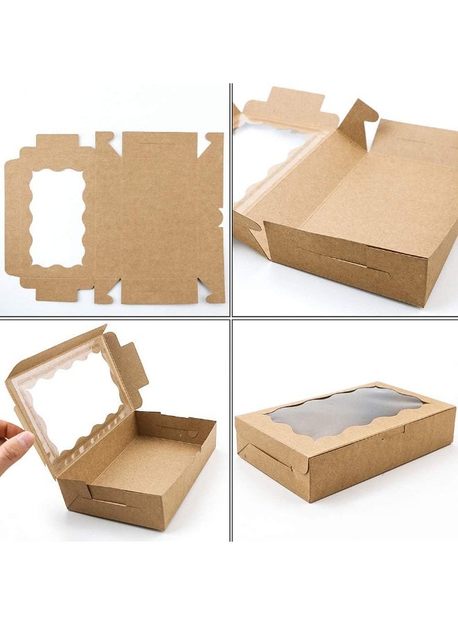 CLENEA 30 Pack Small Kraft Cookie Box with Clear Window, Cake Boxes, Small Gift Box Container for Dessert, Pastry, Candy, Packaging, Wedding, Christmas, Birthday, Baby Shower - Image 5